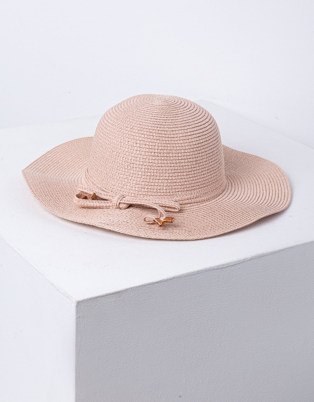 Εικόνα από Γυναικείο καπέλο ψάθινο με κορδόνι Ροζ