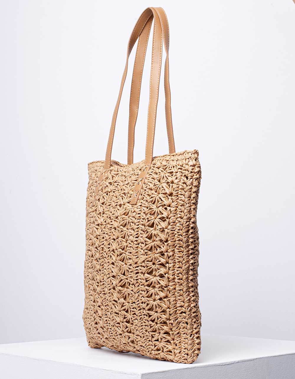 Εικόνα από Γυναικεία τσάντα ώμου & χιαστί ψάθινη Πούρο