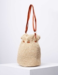 Εικόνα από Γυναικεία ώμου & χιαστί τσάντα πουγκί ψάθινη Μπεζ