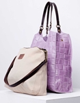 Εικόνα από Γυναικεία τσάντα ώμου & χιαστί από γνήσιο δέρμα πλεκτό με εσωτερικό τσαντάκι Μωβ