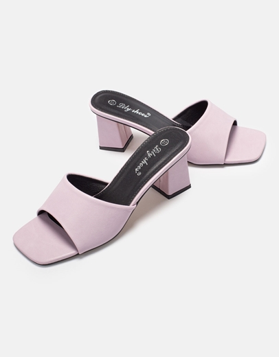 Εικόνα της Γυναικεία mules σε καρέ γραμμή Λιλά