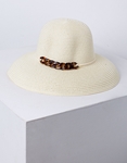 Εικόνα από Γυναικείο καπέλο ψάθινο με διακοσμητικούς κρίκους Μπεζ