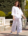 Εικόνα από Γυναικεία μπλούζα μονόχρωμη με αξεσουάρ Λευκό