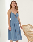 Εικόνα από Γυναικείο φόρεμα με δέσιμο στο μπούστο Μπλε