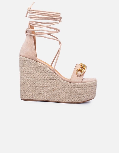 Εικόνα της Πλατφόρμες lace up με διακοσμητικό Nude