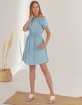 Εικόνα από Mini φόρεμα με ακάλυπτους ώμους Σιέλ