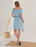 Εικόνα από Mini φόρεμα με ακάλυπτους ώμους Σιέλ