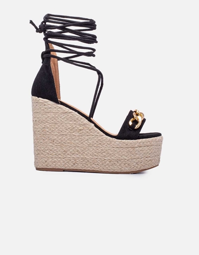 Εικόνα της Πλατφόρμες lace up με διακοσμητικό Μαύρο