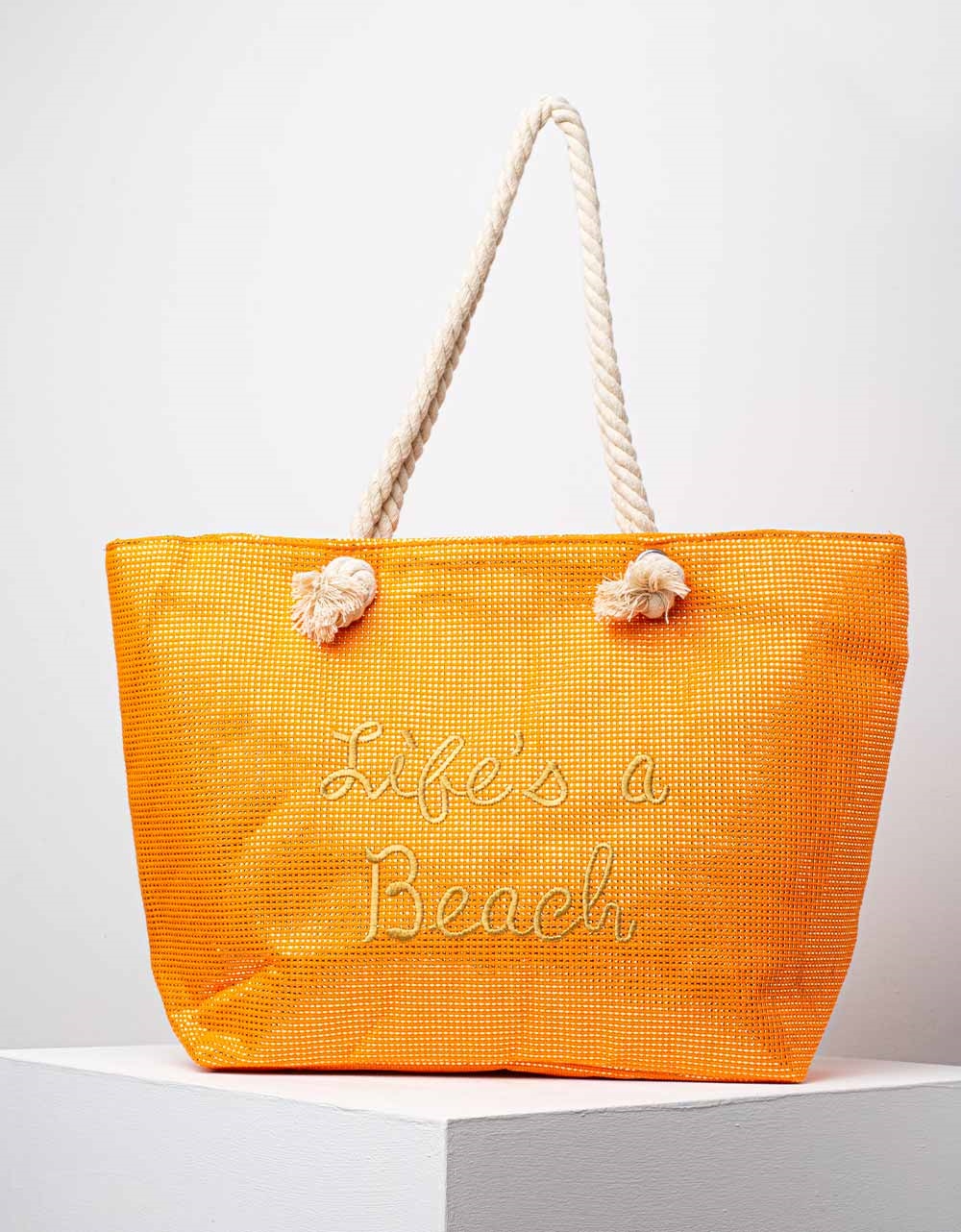 Εικόνα από Γυναικεία τσάντα θαλάσσης μονόχρωμη Πορτοκαλί