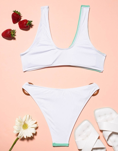 Εικόνα της Γυναικεία μαγιό σετ μπικίνι δίχρωμο με κρίκους Πράσινο