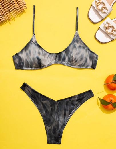 Εικόνα της Γυναικεία μαγιό σετ μπικίνι tie dye Μαύρο