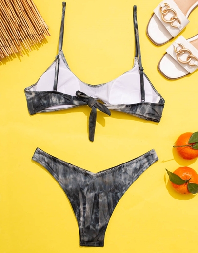 Εικόνα της Γυναικεία μαγιό σετ μπικίνι tie dye Μαύρο