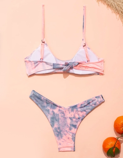 Εικόνα της Γυναικεία μαγιό σετ μπικίνι tie dye Ροζ