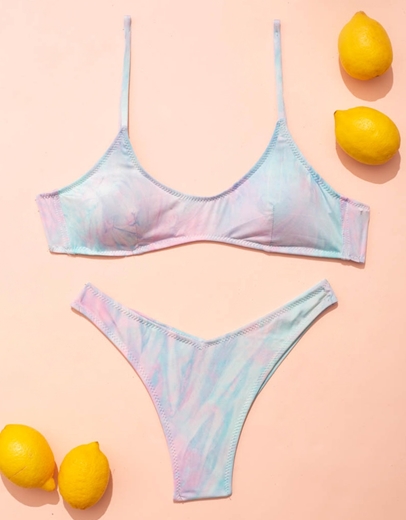 Εικόνα της Γυναικεία μαγιό σετ μπικίνι tie dye Σιέλ
