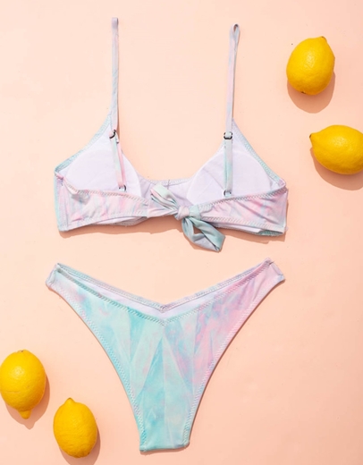 Εικόνα της Γυναικεία μαγιό σετ μπικίνι tie dye Σιέλ