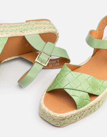 Εικόνα της Γυναικείες εσπαντρίγιες με χιαστί φάσες κροκό Πράσινο