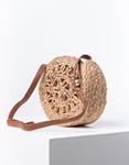 Εικόνα από Γυναικεία τσάντα ώμου Bamboo σε στρογγυλό σχήμα με λεπτομέρειες Φυσικό