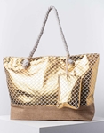 Εικόνα από Γυναικεία τσάντα θαλάσσης μεταλλιζέ Χρυσό