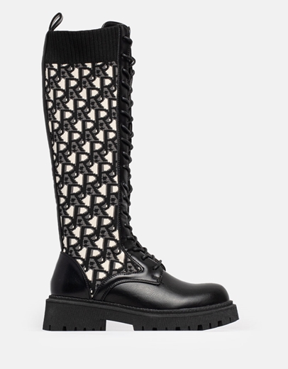 Εικόνα της Γυναικείες μπότες με κορδόνια Μαύρο