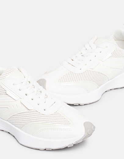 Εικόνα της Γυναικεία sneakers με συνδυασμούς υλικών Λευκό