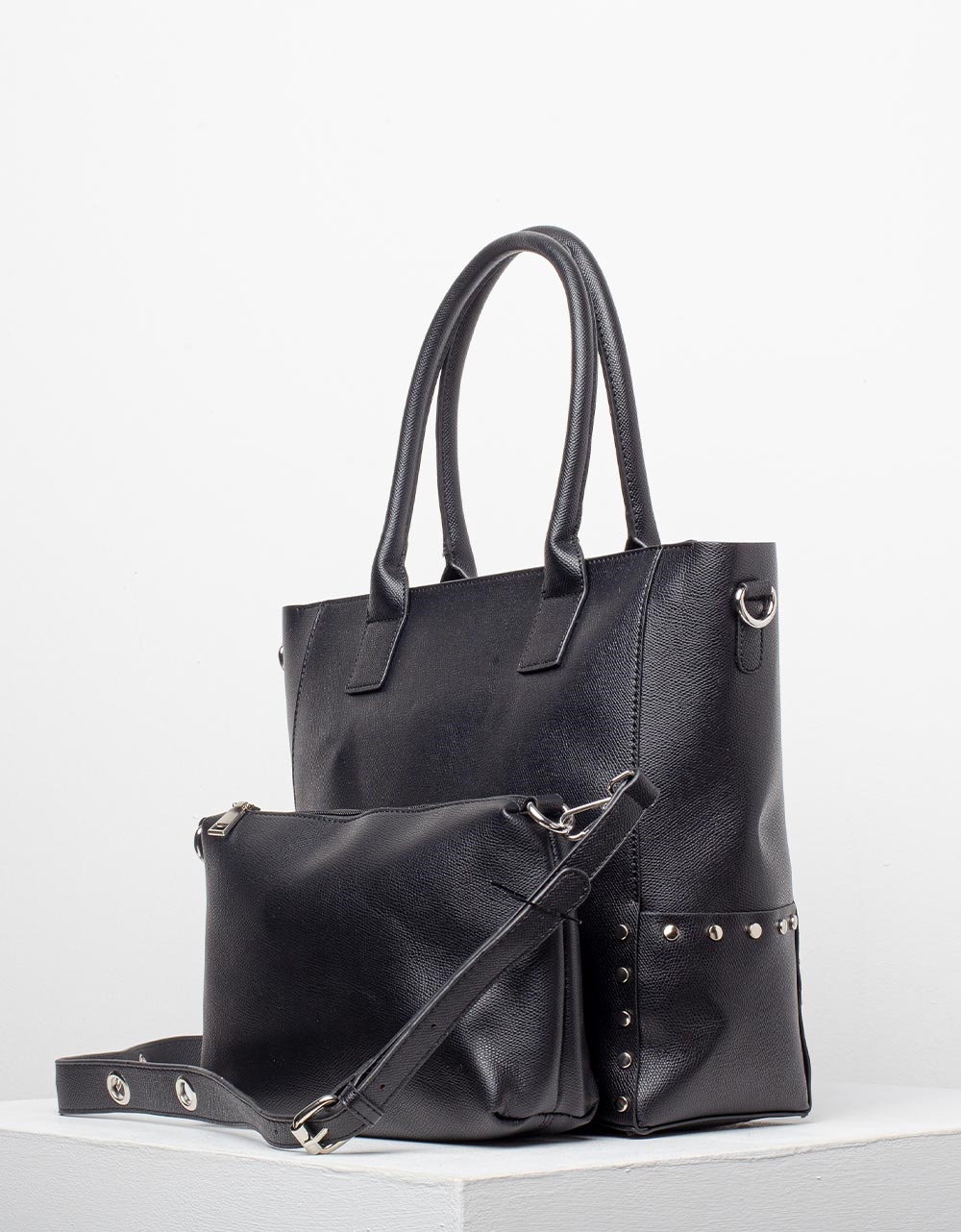 Εικόνα από Γυναικεία τσάντα με διακοσμητικά τρουκς Μαύρο