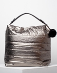 Εικόνα από Γυναικεία τσάντα ώμου puffy με διακοσμητικό πον πον Γκρι