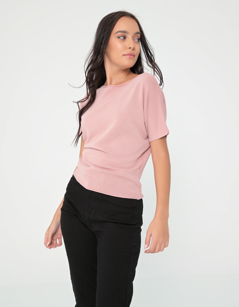 Εικόνα από Basic μπλούζα σε λεπτή ύφανση Ροζ