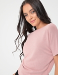 Εικόνα από Basic μπλούζα σε λεπτή ύφανση Ροζ