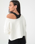 Εικόνα από Γυναικεία μπλούζα φούτερ σε φαρδιά γραμμή Λευκό