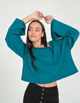 Εικόνα από Γυναικεία μπλούζα φούτερ σε φαρδιά γραμμή Πράσινο