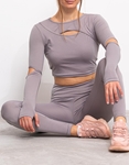 Εικόνα από Σετ κολάν με crop top cut out Γκρι