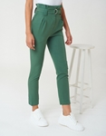 Εικόνα από Γυναικείο υφασμάτινο παντελόνι με πιέτες Πράσινο