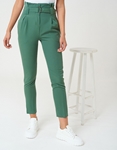 Εικόνα από Γυναικείο υφασμάτινο παντελόνι με πιέτες Πράσινο