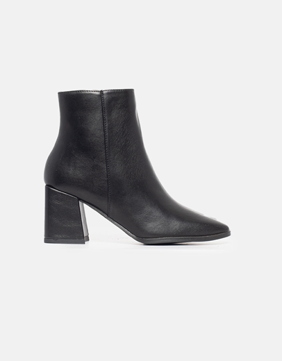 Εικόνα της Γυναικεία μποτάκια σε απλή γραμμή με τετράγωνο τακούνι Μαύρο