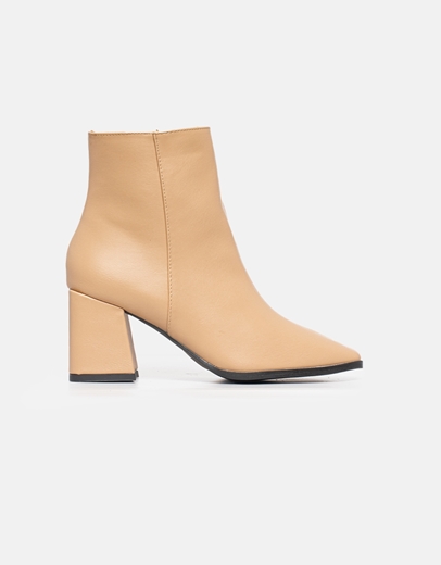 Εικόνα της Γυναικεία μποτάκια σε απλή γραμμή με τετράγωνο τακούνι Nude