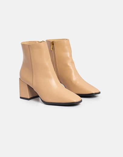 Εικόνα της Γυναικεία μποτάκια σε απλή γραμμή με τετράγωνο τακούνι Nude