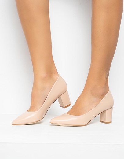 Εικόνα της Γυναικείες γόβες με χαμηλό τακούνι Nude