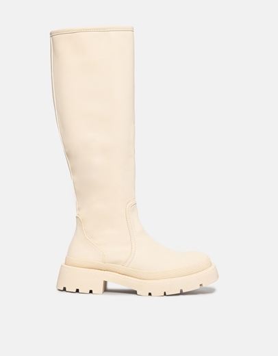 Εικόνα της Casual μονόχρωμες μπότες με τρακτερωτή σόλα Μπεζ