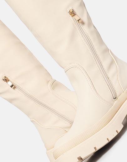 Εικόνα της Casual μονόχρωμες μπότες με τρακτερωτή σόλα Μπεζ