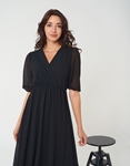 Εικόνα από Γυναικείο φόρεμα μακρύ με μανίκια 3/4 Μαύρο