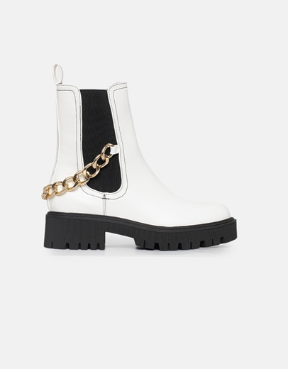 Εικόνα της Chelsea μποτάκια με διακοσμητική αλυσίδα Λευκό