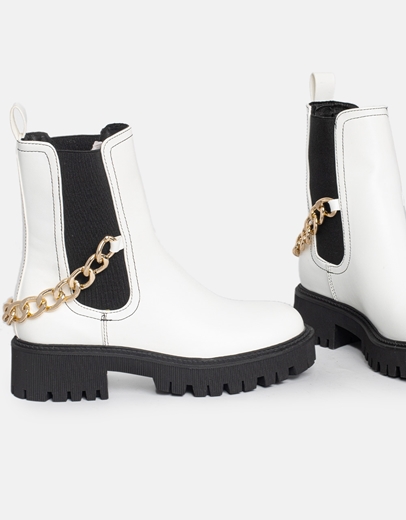 Εικόνα της Chelsea μποτάκια με διακοσμητική αλυσίδα Λευκό