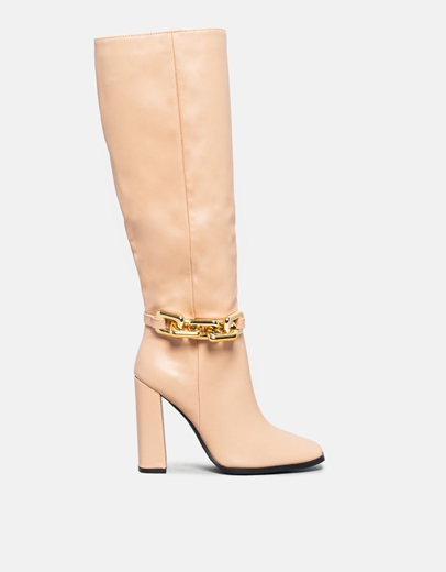 Εικόνα της Μπότες σε καρέ γραμμή με αποσπώμενη αλυσίδα Nude