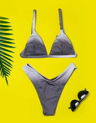 Εικόνα της Γυναικεία μαγιό σετ μπικίνι lurex Γκρι
