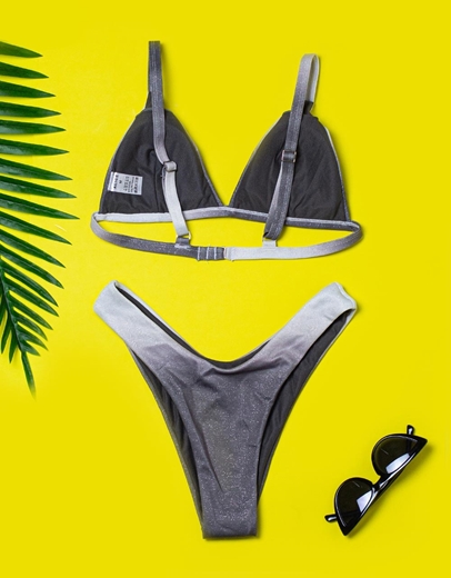 Εικόνα της Γυναικεία μαγιό σετ μπικίνι lurex Γκρι