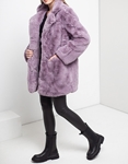 Εικόνα από Γυναικείo παλτό soft touch από οικολογική γούνα Λιλά