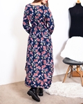 Εικόνα από Φόρεμα floral maxi ασύμμετρο με μακριά μανίκια Μπλε