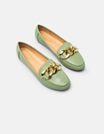 Εικόνα από Flat loafers με χρυσούς κρίκους Πράσινο