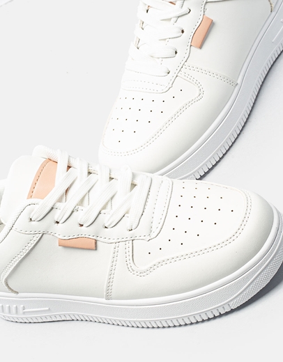 Εικόνα της Γυναικεία sneakers με διπλή σόλα Λευκό/Ροζ