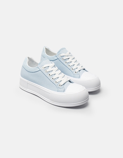 Εικόνα της Γυναικεία υφασμάτινα sneakers με διπλή σόλα Σιέλ